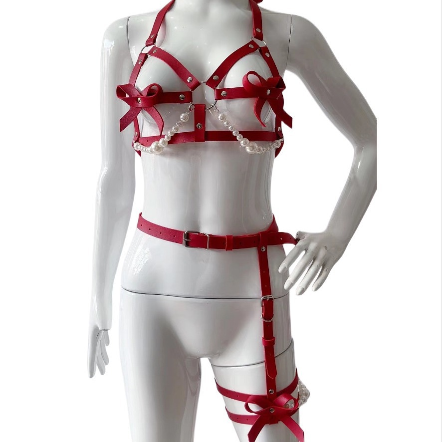 Garter Belt Set - 섹시 가죽 하네스 여성 세트 바디