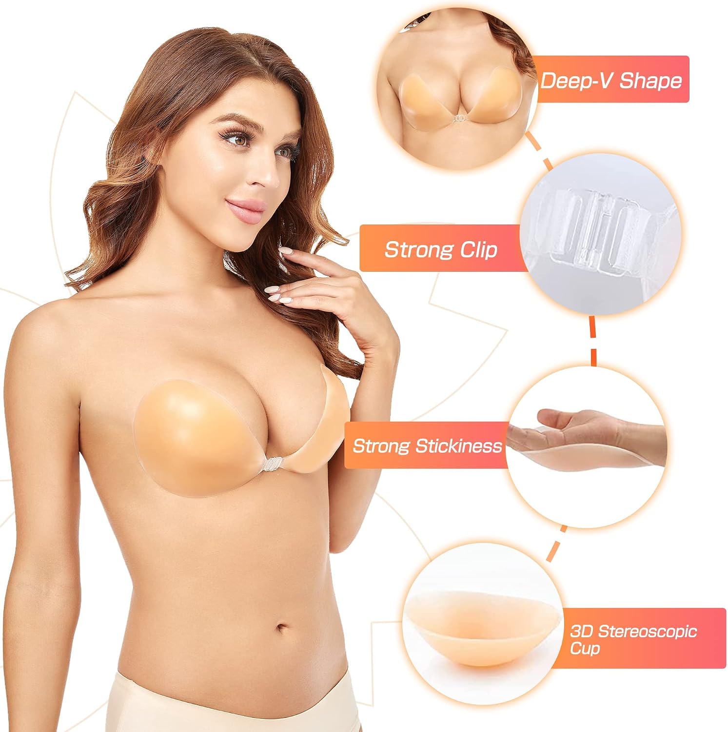 푸쉬업 무선 솔리드 실리콘 브라 재사용 가능 스티키 접 - Strapless Bra Backless 리뷰 및 가격