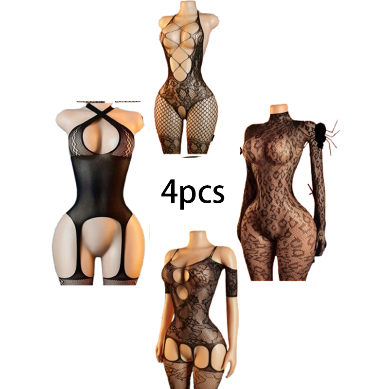4피스 섹시 란제리 세트: 여성용 메쉬 바디스타킹/피쉬 - Bodystocking Fishnet 리뷰 및 가격